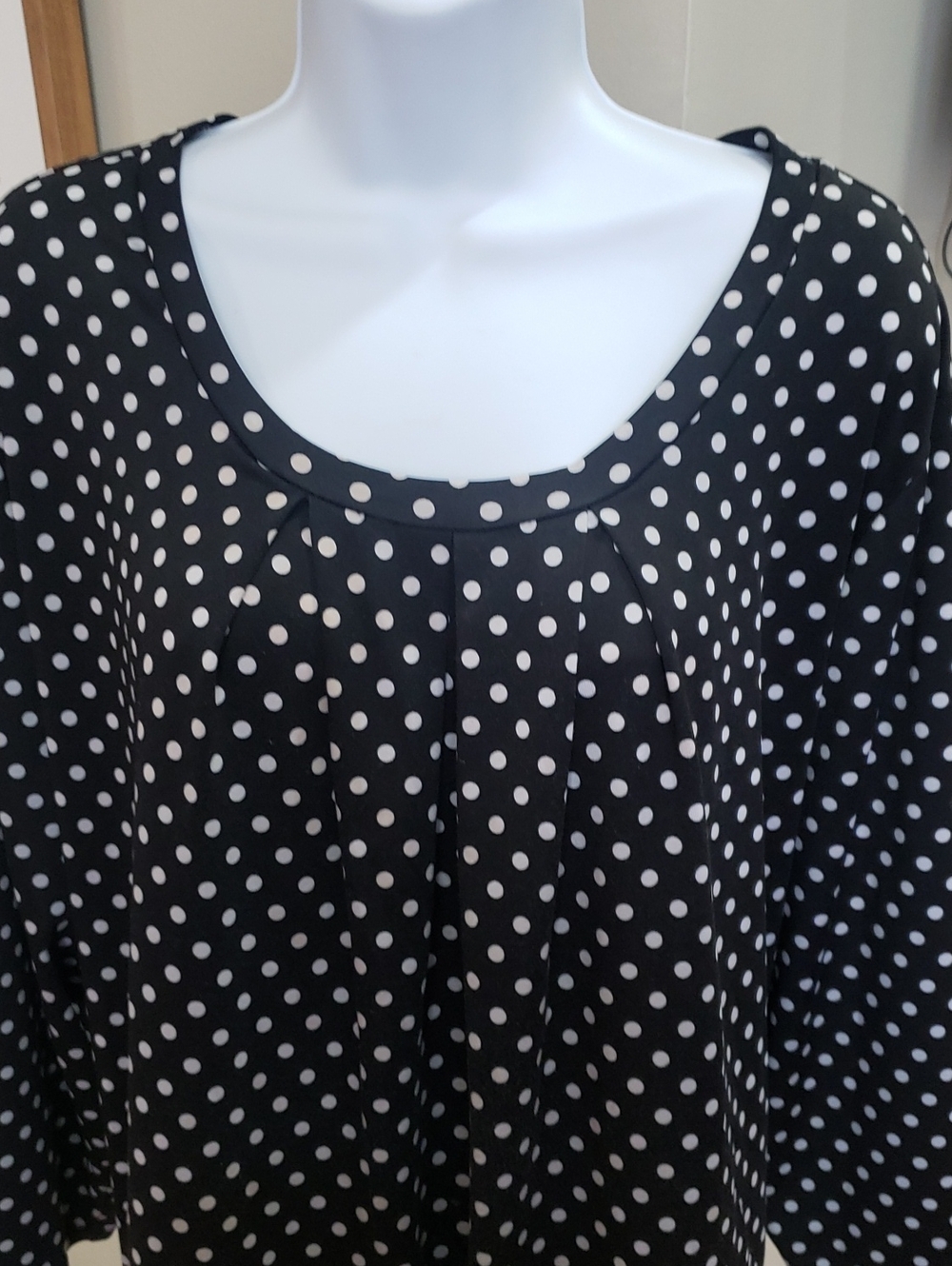 Worthington, Black Polka Dot Long Sleeve Tunic, 3X